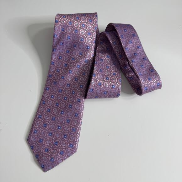 NWT ETON Micro Floral Print Silk Tie 29 Purple Lavender Blue Periwinkle - Picture 1 of 3